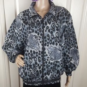 Vintage 80's/90's Grey Leopard Silk Bomber Jacket